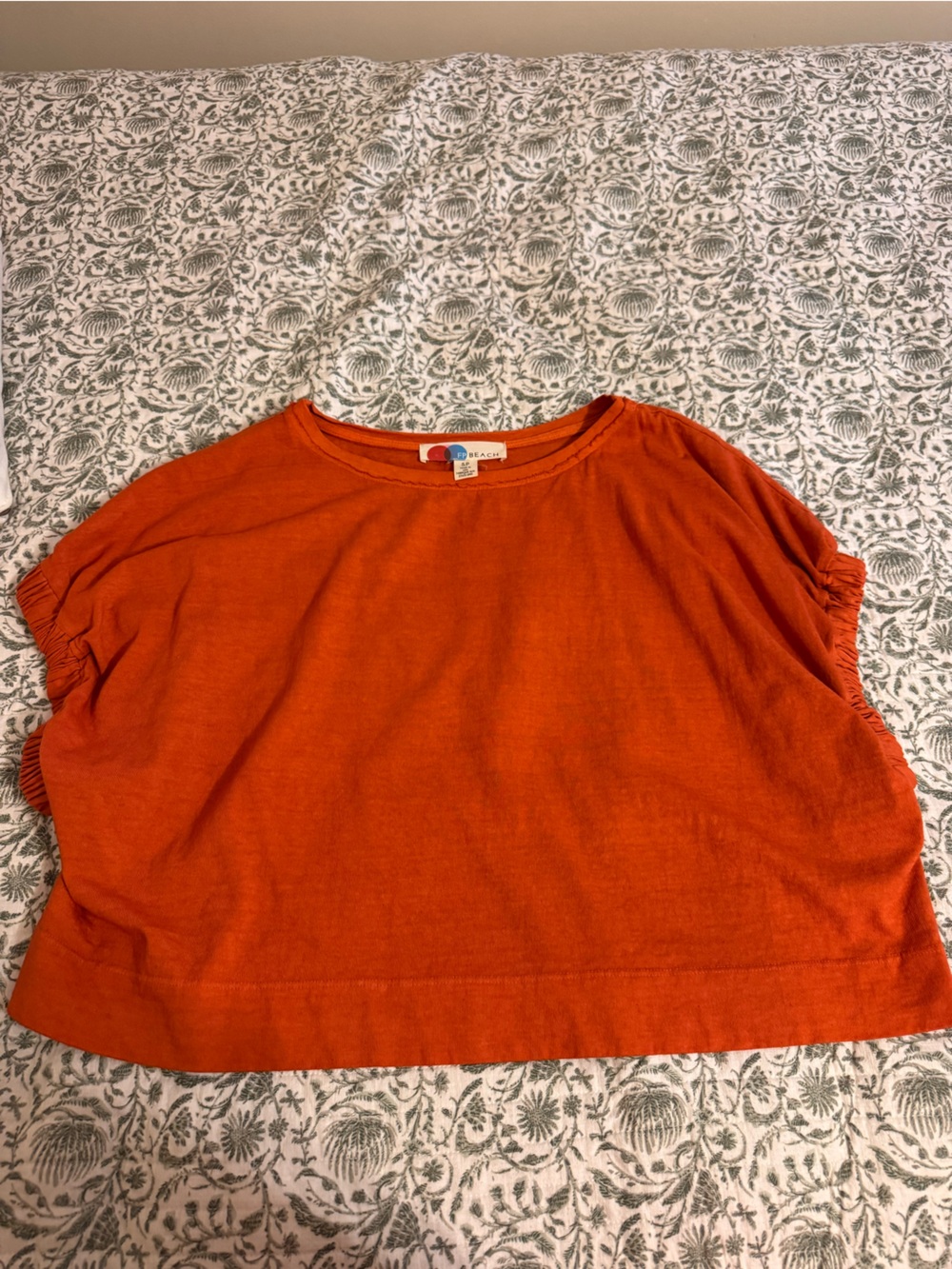 Free People Orange Short Sleeve Boxy Tee